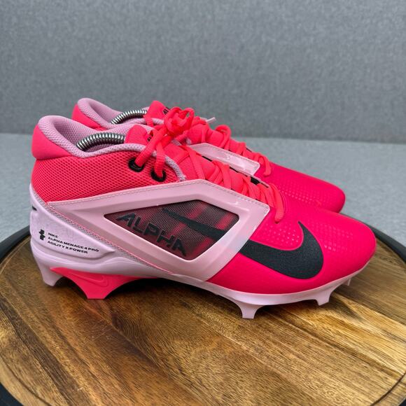 Nike Alpha Menace 4 Pro NRG Football Cleats Men Size 9 Pink Breast Cancer - Picture 1 of 6